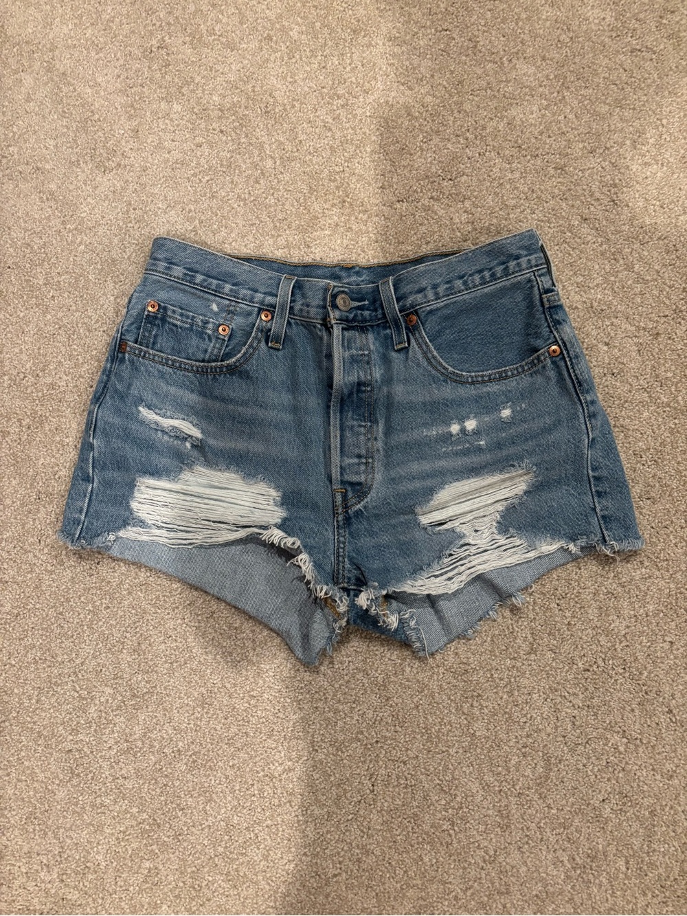 Levi's 501 Light Blue Denim Cutoff Shorts